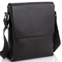Мужская сумка планшет через плечо 23х26х6, кожаная барсетка Tiding Bag SK A75-181 черная