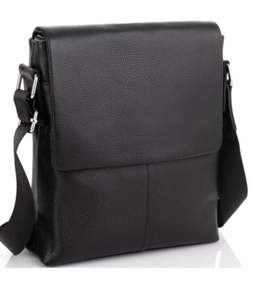 Мужской классический мессенджер 23х26х6, кожаный барсетка через плечо Tiding Bag 2862 черный