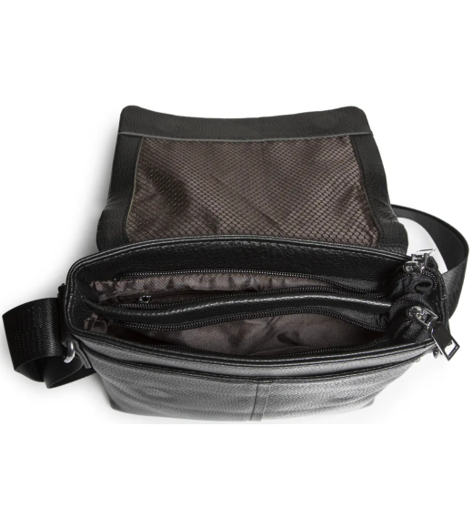 Мужской классический мессенджер 23х26х6, кожаный барсетка через плечо Tiding Bag 2862 черный