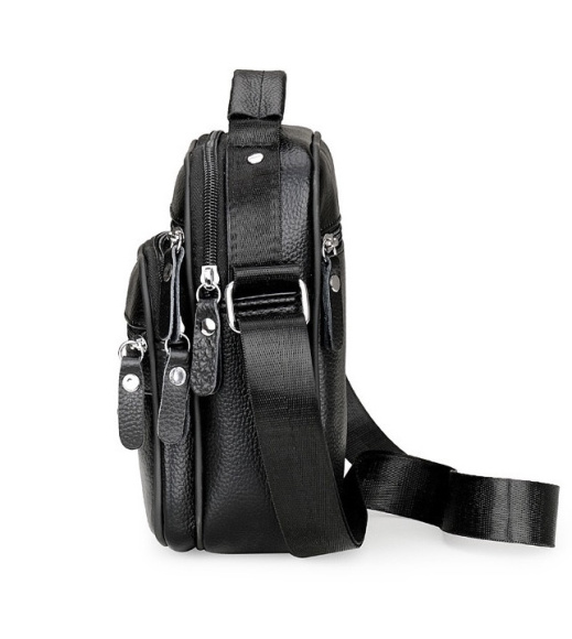 Мужская кожаная сумка планшет 17х21х9, барсетка через плечо с ручкой черная 86802