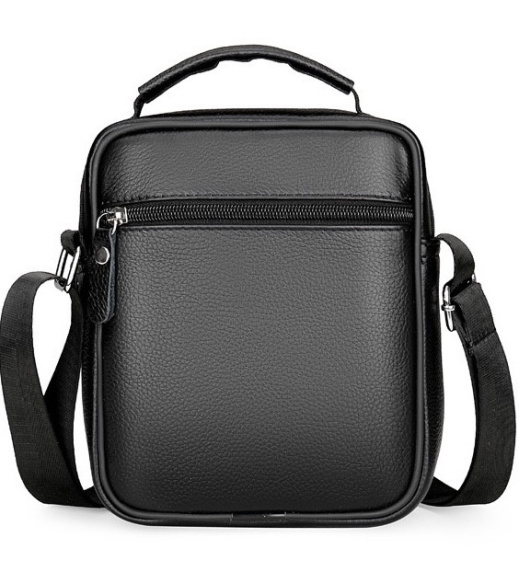 Мужская кожаная сумка планшет 17х21х9, барсетка через плечо с ручкой черная 86802