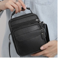 Мужская кожаная сумка планшет 17х21х9, барсетка через плечо с ручкой черная 86802