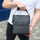 Сумка мессенджер 21.5x25x7 кожаная барсетка для мужчин Tiding Bag 35775 черная