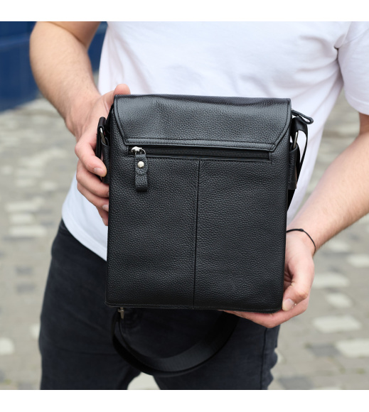 Сумка мессенджер 21.5x25x7 кожаная барсетка для мужчин Tiding Bag 35775 черная
