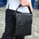 Сумка мессенджер 21.5x25x7 кожаная барсетка для мужчин Tiding Bag 35775 черная