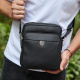 Мужская кожаная сумка-барсетка 24х20х8, компактная сумочка на плечи для мужчины, наплечный мессенджер, черная