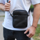 Мужская сумка через плечо, гладкая кожа 20х16х6, мессенджер для города, барсетка для телефона и документов, черная
