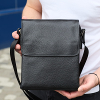 Сумка мессенджер 21.5x25x7 кожаная барсетка для мужчин Tiding Bag 35775 черная
