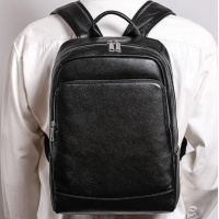 Мужской рюкзак кожаный для ноутбука 28х40х14, сумка на спину для студента Tiding Bag, черная