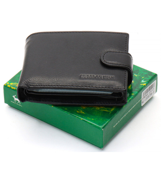 Черный мужской портмоне из натуральной кожи с визитницей Marco Coverna MC-2057H-1