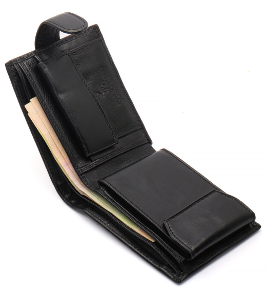 Черный мужской портмоне из натуральной кожи с визитницей Marco Coverna MC-2057H-1