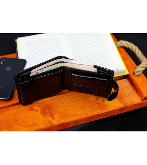 Черный мужской портмоне из натуральной кожи с визитницей Marco Coverna MC-2057H-1