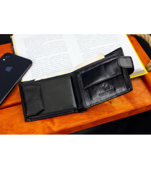 Черный мужской портмоне из натуральной кожи с визитницей Marco Coverna MC-2057H-1