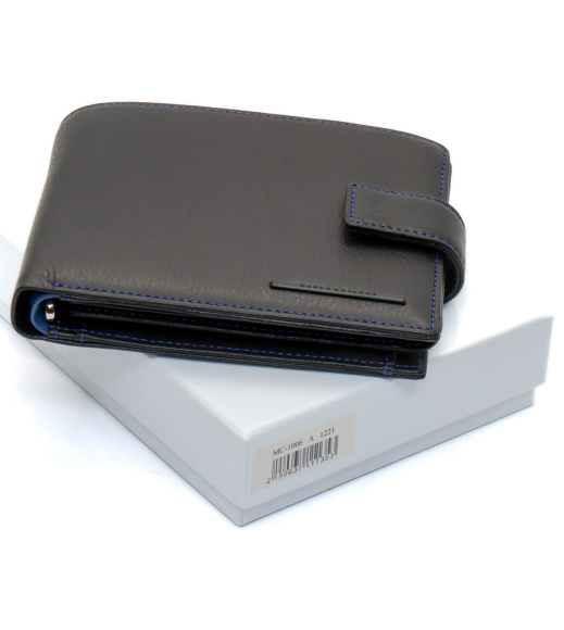 Черный стильный мужской кошелек с блоком для документов из натуральной кожи Marco Coverna MC-1006 A 1221