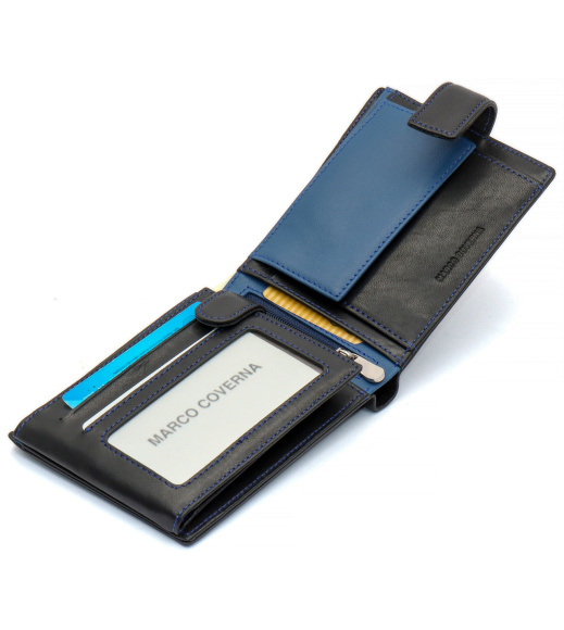 Черный стильный мужской кошелек с блоком для документов из натуральной кожи Marco Coverna MC-1006 A 1221