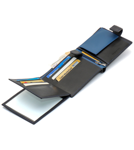 Черный стильный мужской кошелек с блоком для документов из натуральной кожи Marco Coverna MC-1006 A 1221