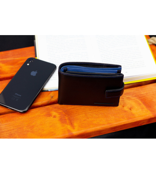 Черный стильный мужской кошелек с блоком для документов из натуральной кожи Marco Coverna MC-1006 A 1221