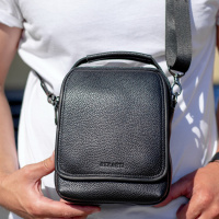 Мужская кожаная сумка-барсетка 22х18х9, мессенджер через плечо с ручкой TD-22011