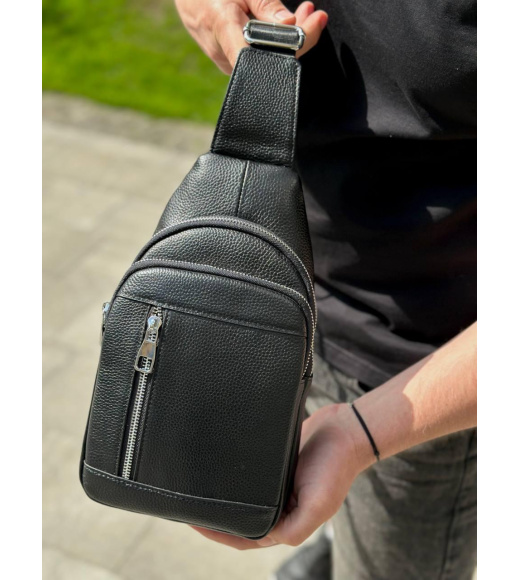Стильный мужской слинг на плечи 18х32х6, сумка рюкзак для путешествий и отдыха TIDING BAG 7862 черная