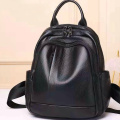 Кожаный женский рюкзак на молнии 23х29х13, сумка наплечная для прогулок, черная