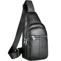Мужской нагрудный кожаный слинг 18х32х7, сумка-рюкзак через плечо TIDING BAG-MK 83423 черная