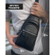 Мужской нагрудный кожаный слинг 18х32х7, сумка-рюкзак через плечо TIDING BAG-MK 83423 черная