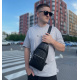Мужской нагрудный кожаный слинг 18х32х7, сумка-рюкзак через плечо TIDING BAG-MK 83423 черная