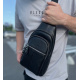 Мужской нагрудный кожаный слинг 18х32х7, сумка-рюкзак через плечо TIDING BAG-MK 83423 черная