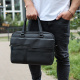 Мужская деловая сумка из кожи 39х29х10, классический портфель для ноутбука и офиса, сумочка для студента, черный.