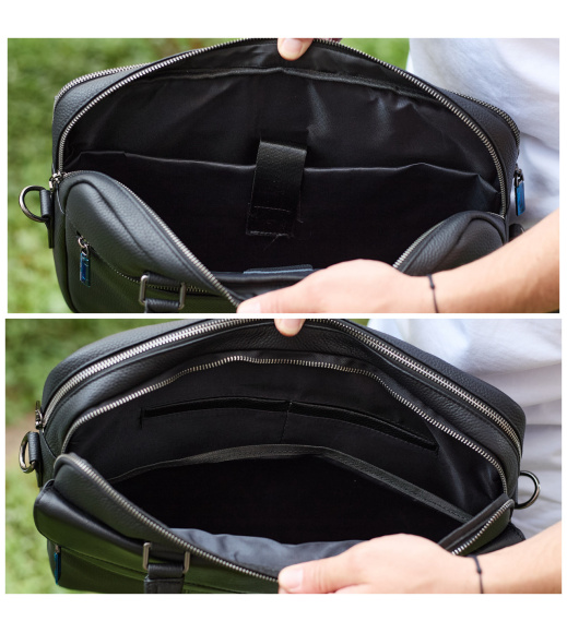 Мужская деловая сумка из кожи 39х29х10, классический портфель для ноутбука и офиса, сумочка для студента, черный.