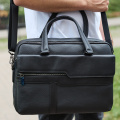 Мужская деловая сумка из кожи 39х29х10, классический портфель для ноутбука и офиса, сумочка для студента, черный.
