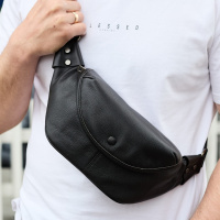 Бананка мужская нагрудная 14х29х8, вместительная сумка слинг для гаджетов TD-37698 черная