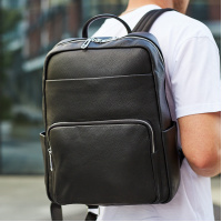Мужской кожаный рюкзак для поездок и отдыха 30х40х16, сумка наплечная Tiding Bag 59331, черная