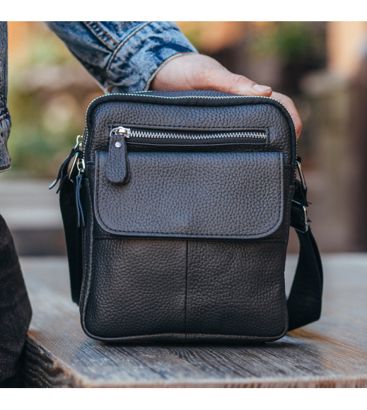 Сумка мужская через плечо 17х21х5, барсетка для обучения, мессенджер для телефона Tiding Bag IT-73302 черная