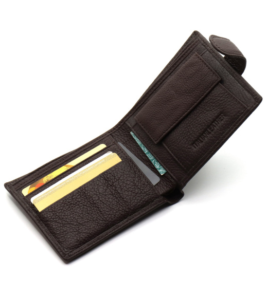 Кожаный мужской портмоне на кнопке ST Leather ST104 Коричневый