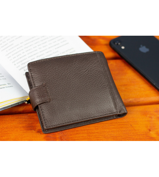 Кожаный мужской портмоне на кнопке ST Leather ST104 Коричневый