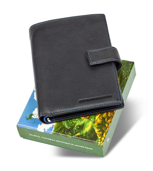 Черный кошелек с фиксацией из натуральной кожи Marco Coverna MC-1005 A 1221