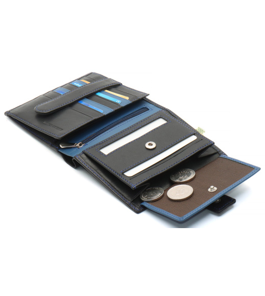 Черный кошелек с фиксацией из натуральной кожи Marco Coverna MC-1005 A 1221