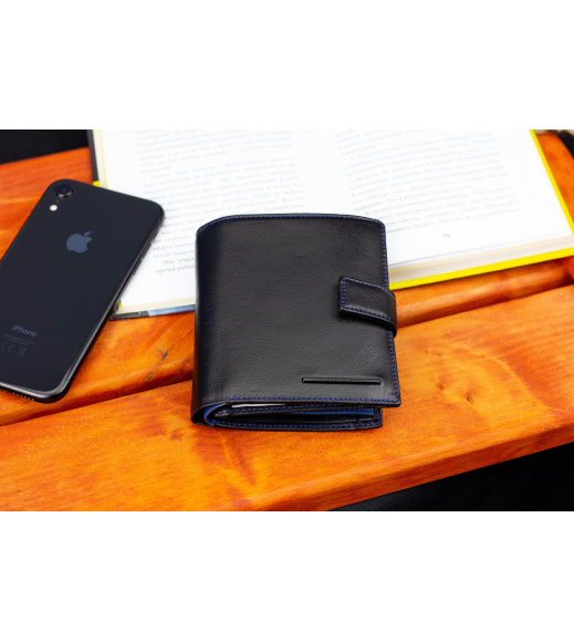 Черный кошелек с фиксацией из натуральной кожи Marco Coverna MC-1005 A 1221