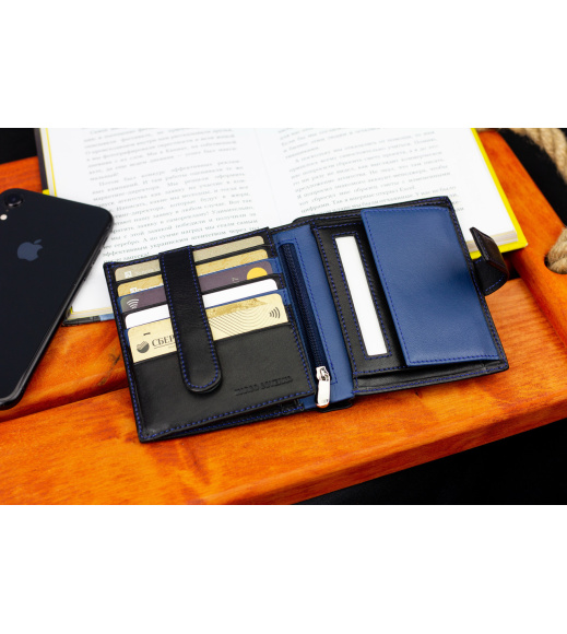 Черный кошелек с фиксацией из натуральной кожи Marco Coverna MC-1005 A 1221