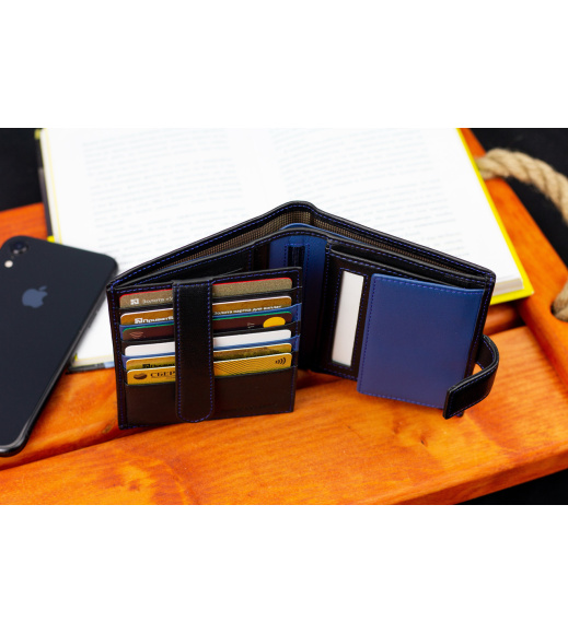 Черный кошелек с фиксацией из натуральной кожи Marco Coverna MC-1005 A 1221