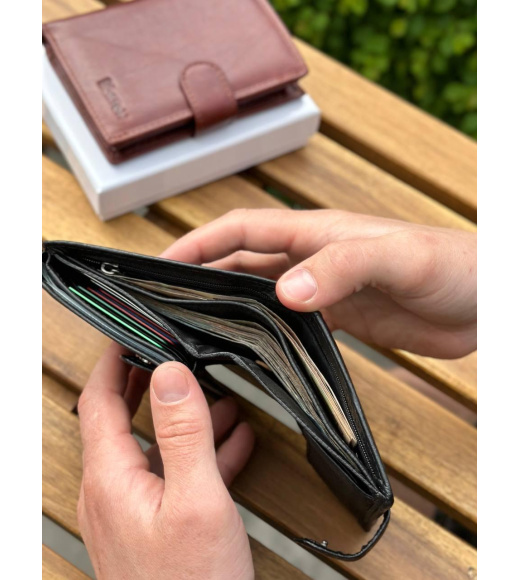 Мужской кожаный кошелек люкс, мужской портмоне натуральная кожа HORTON 301B