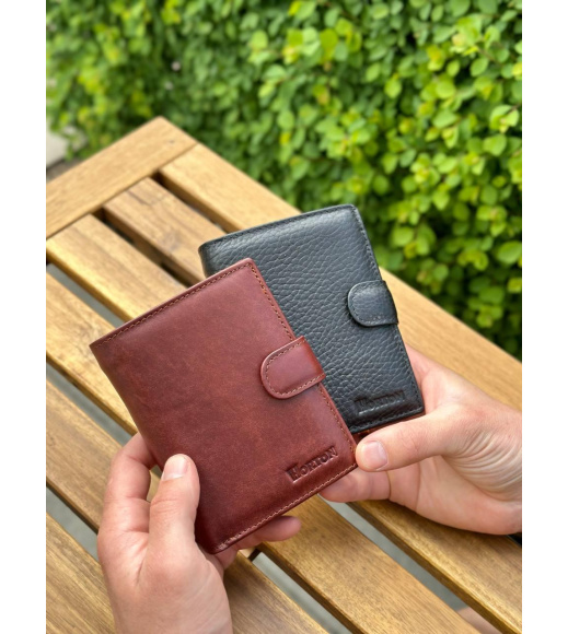 Мужской кожаный кошелек люкс, мужской портмоне натуральная кожа HORTON 301B