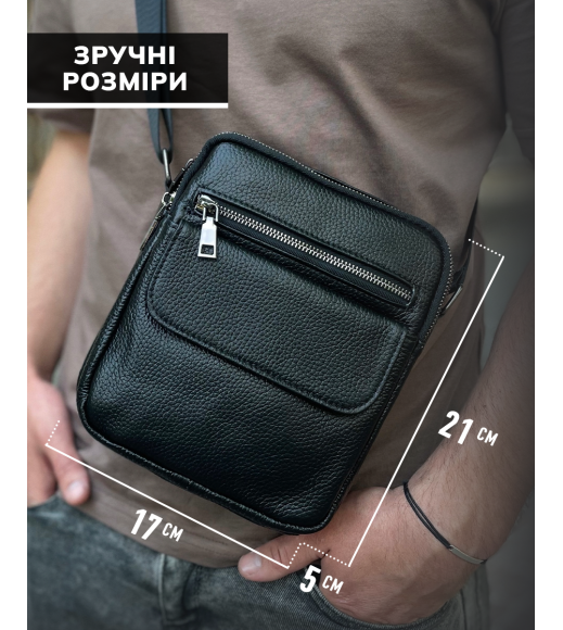 Сумка мужская через плечо 17х21х5, барсетка для обучения, мессенджер для телефона Tiding Bag IT-73302 черная