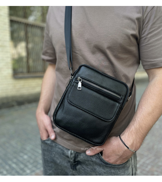 Сумка мужская через плечо 17х21х5, барсетка для обучения, мессенджер для телефона Tiding Bag IT-73302 черная
