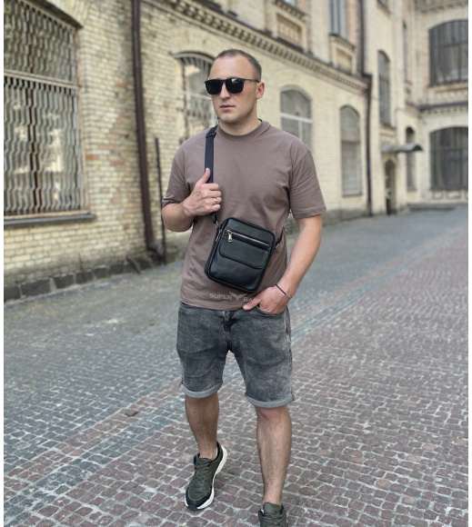 Сумка мужская через плечо 17х21х5, барсетка для обучения, мессенджер для телефона Tiding Bag IT-73302 черная