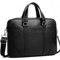 Мужская кожаная классическая сумка для ноутбука и документов 40x30x8, портфель для бумаг KL-63834, черный.
