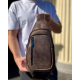 Мужской слинг из кожи 17х30х6, крейзи хорс для телефона 6349 коричневый
