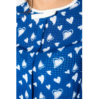 Блуза с длинным рукавом сине-белого цвета в принт сердце 115R170