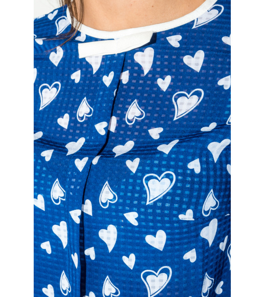 Блуза с длинным рукавом сине-белого цвета в принт сердце 115R170